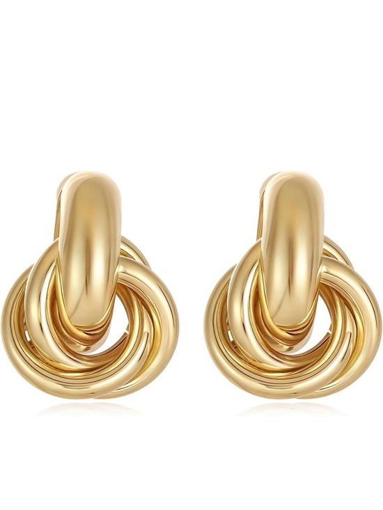 Jewelry - Gold Knot Stud Earrings Chunky Statement Earrings 14K Gold Tone Minimalist
